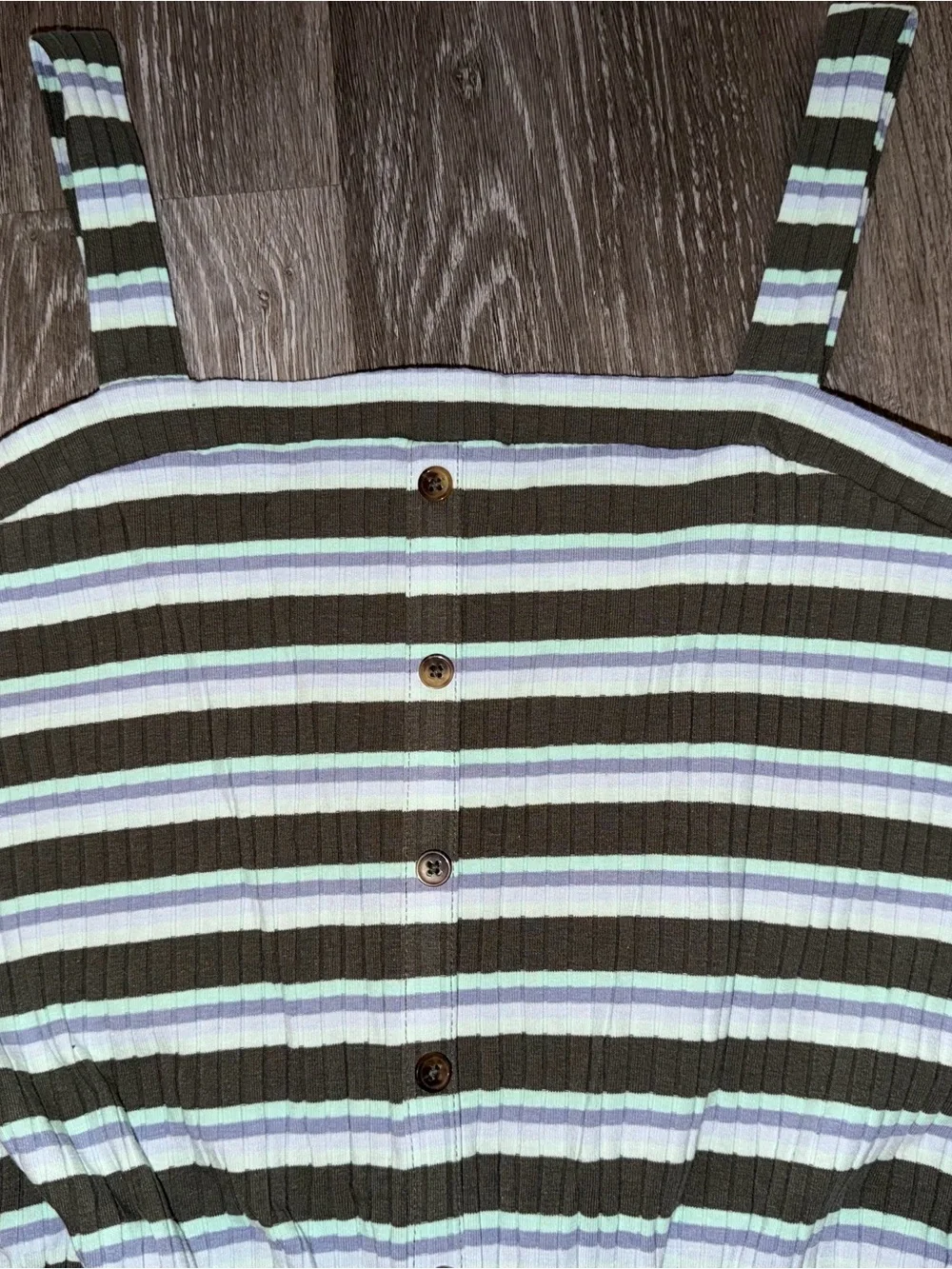 Justice Striped Green and White Kids One-Piece Romper - Sleeveless